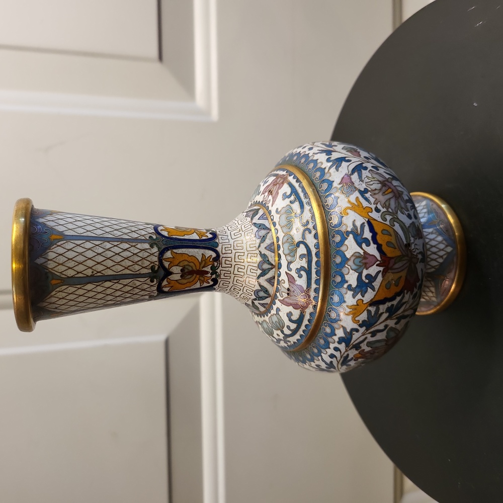 Vintage Fine Asain Persian Cloisonné Ornate Vase 7 1/4" - Picture 6 of 11